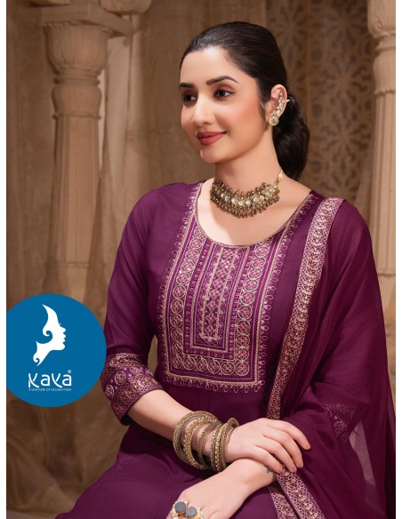 Ensemble Anarkali « Purkha » 3 pièces – Élégance Bollywood à petit prix - Prune  - 2