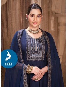 Ensemble Anarkali « Purkha » 3 pièces – Élégance Bollywood à petit prix - Bleu  - 1 2