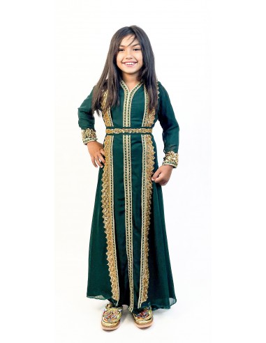Caftan orientale fille Enfant vert  - 1