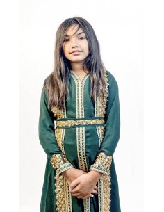 Caftan orientale fille Enfant vert  - 1 2