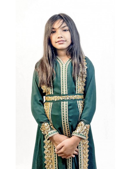 Caftan orientale fille Enfant vert  - 2
