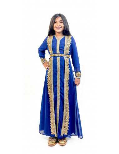 Caftan orientale fille Enfant Bleu royal  - 2