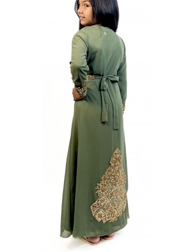 Caftan orientale fille Enfant vert kaki  - 1