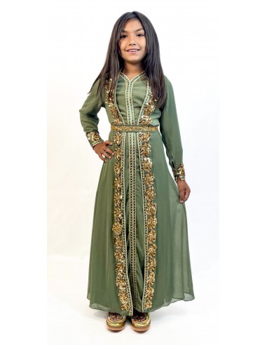 Caftan orientale fille Enfant vert kaki  - 2