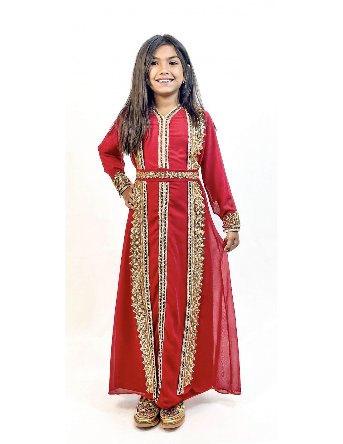 Caftan orientale fille Enfant Rouge Caftan Robe dubai Takchita