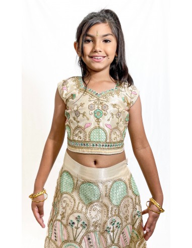 Lehenga Enfant Fille Style Bollywood – Du 4 au 14 ans – Neeta Blanc  - 3