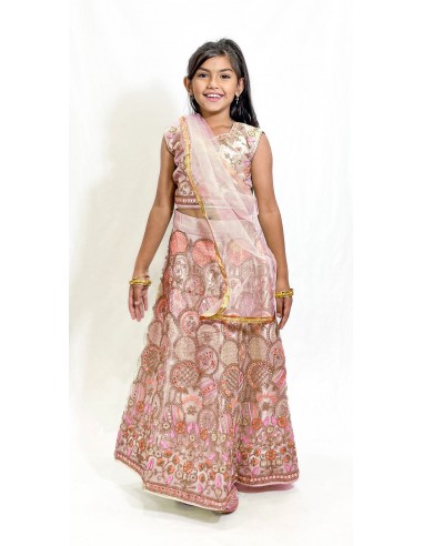Lehenga Enfant Fille Style Bollywood – Du 4 au 14 ans – Neeta Rose clair  - 2
