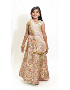 Lehenga Enfant Fille Style Bollywood – Du 4 au 14 ans – Neeta Corail  - 2