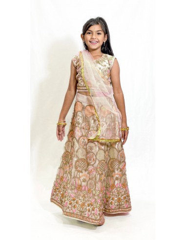 Lehenga Enfant Fille Style Bollywood – Du 4 au 14 ans – Neeta Corail  - 2