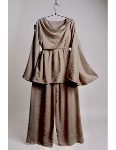 Ensemble drapé sari mastour beige taupe  - 1