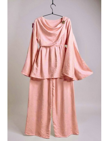 Ensemble drapé sari mastour rose blush  - 1