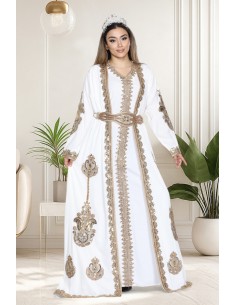 Caftan Grande Taille Femme – Modèle Takchita 2 pieces - Petit Prix Blanc - 1 2