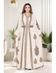 Caftan Grande Taille Femme – Modèle Takchita 2 pieces - Petit Prix Beige  - 1