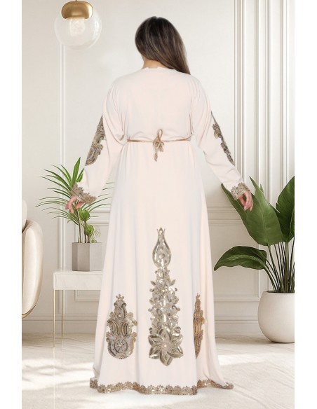 Caftan Grande Taille Femme – Modèle Takchita 2 pieces - Petit Prix Beige  - 6