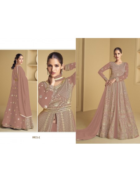 Gown indienne pakistanaise anarkali salwar churidar Lukmari Rose Poudre  - 3