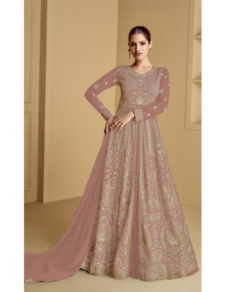 Gown indienne pakistanaise anarkali salwar churidar Lukmari Rose Poudre  - 1