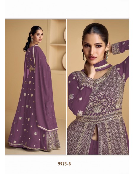 Gown indienne pakistanaise anarkali salwar churidar Lukmari Mauve  - 2