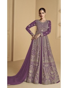 Gown indienne pakistanaise anarkali salwar churidar Lukmari Mauve  - 1