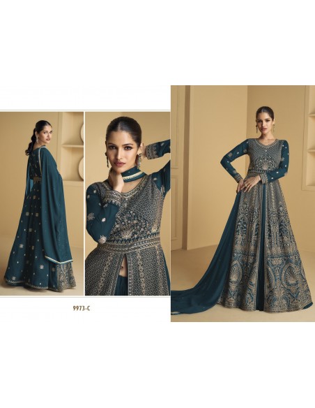 Gown indienne pakistanaise anarkali salwar churidar Lukmari Vert Emeraude  - 3