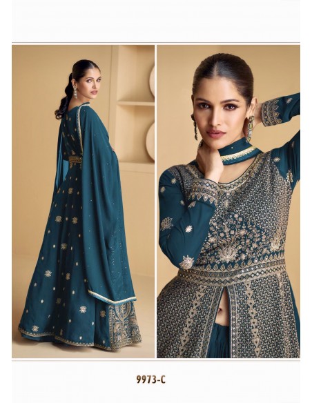 Gown indienne pakistanaise anarkali salwar churidar Lukmari Vert Emeraude  - 2