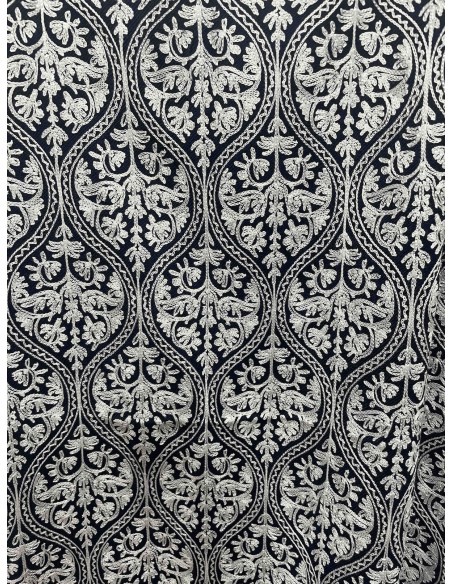 Pashmina Indien Brodé Echarpe Haute Gamme Noir  - 3