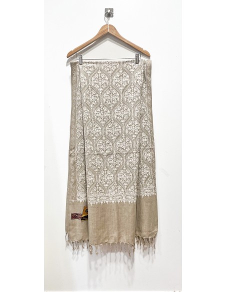 Pashmina Indien Brodé Echarpe Haute Gamme Beige  - 3