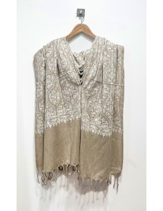 Pashmina Indien Brodé Echarpe Haute Gamme Blanc  - 2