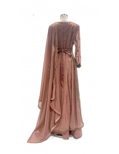 robe indienne pakistanaise Anarkali impériale bois de rose  - 4