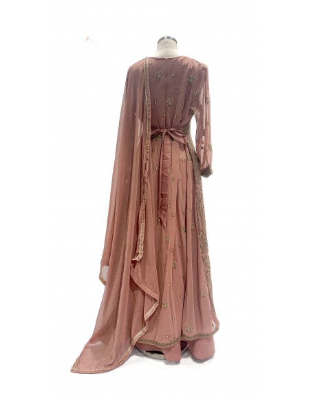 robe indienne pakistanaise Anarkali impériale bois de rose  - 4