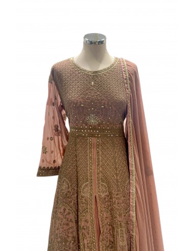 robe indienne pakistanaise Anarkali impériale bois de rose  - 3