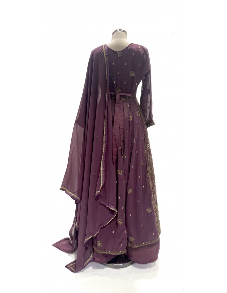 robe indienne pakistanaise Anarkali impériale mauve lilas  - 4