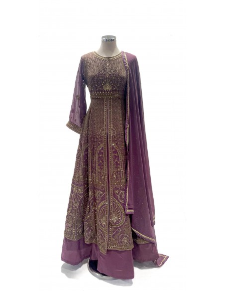 robe indienne pakistanaise Anarkali impériale mauve lilas  - 2