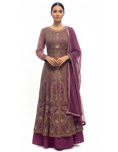 robe indienne pakistanaise Anarkali impériale mauve lilas  - 1