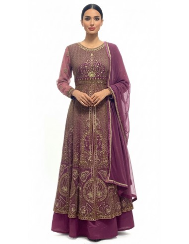 robe indienne pakistanaise Anarkali impériale mauve lilas  - 1