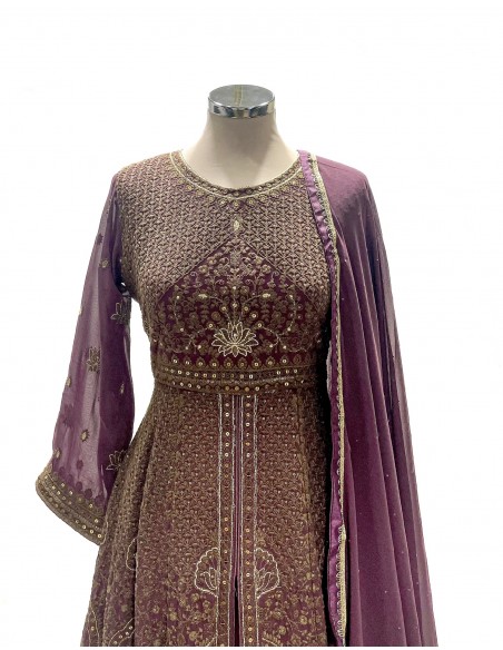 robe indienne pakistanaise Anarkali impériale mauve lilas  - 3