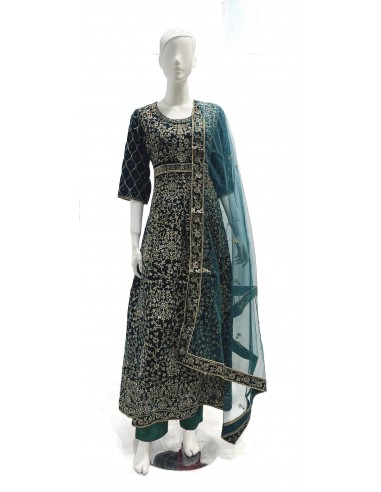 Anarkali velvet vert royale  - 2
