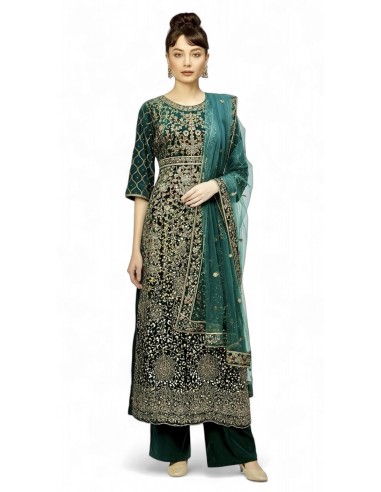 Anarkali velvet vert royale  - 1