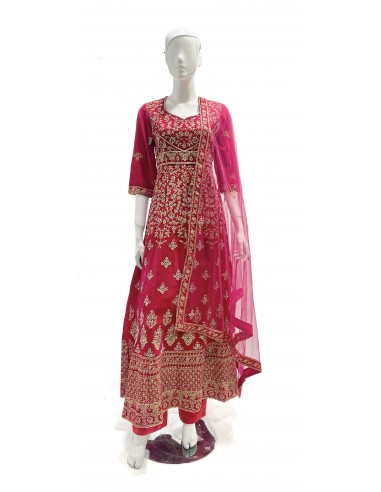 Anarkali velvet rose fushia  - 1