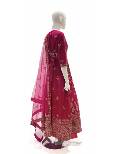 Anarkali velvet rose fushia  - 4