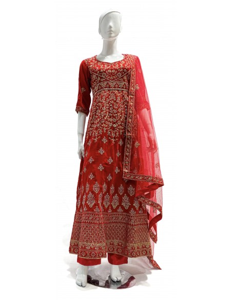 Anarkali velvet rouge royal  - 2