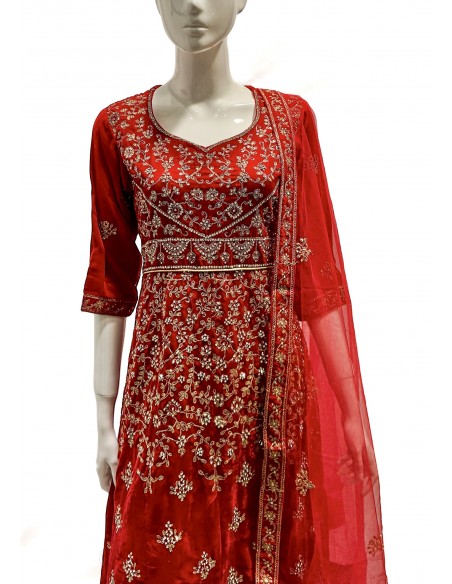 Anarkali velvet rouge royal  - 3