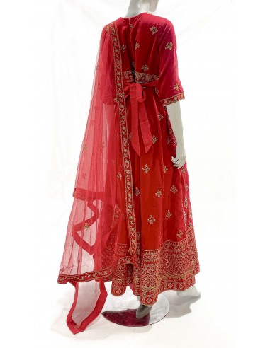 Anarkali velvet rouge royal  - 4