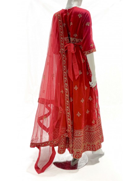 Anarkali velvet rouge royal  - 4