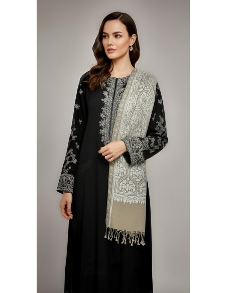 Pashmina Indien Brodé Echarpe Haute Gamme Beige  - 4