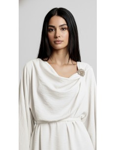 Ensemble drapé sari mastour blanc  - 1 2