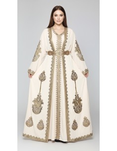 Caftan Grande Taille Femme – Modèle Takchita 2 pieces - Petit Prix Beige  - 1