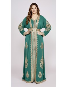 Caftan Grande Taille Femme – Modèle Takchita 2 pieces - Petit Prix Vert  - 1