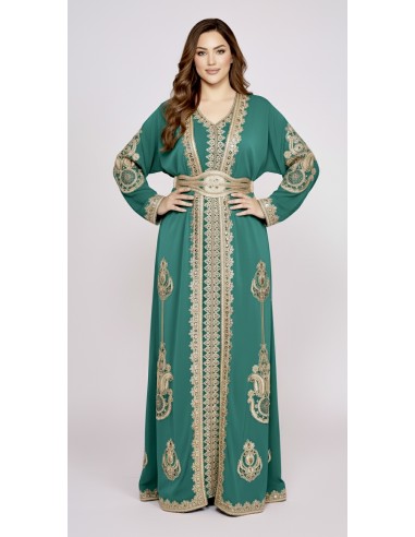 Caftan Grande Taille Femme – Modèle Takchita 2 pieces - Petit Prix Vert  - 1