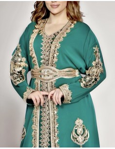 Caftan Grande Taille Femme – Modèle Takchita 2 pieces - Petit Prix Vert  - 1 2