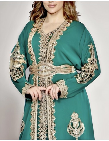 Caftan Grande Taille Femme – Modèle Takchita 2 pieces - Petit Prix Vert  - 2